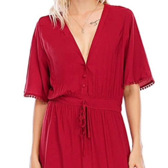 Short Sleeve V Neck Casual Bohemian Maxi Dress - Picture 3 of 8